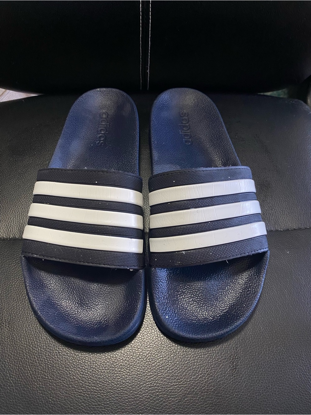 Adidas Navy and White Classic Slide Sandals Size 10